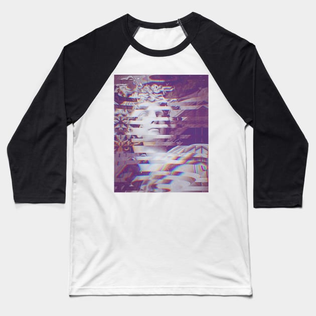 Abstract Glitch Statue Of David ††† Nihilist Aesthetic Design Baseball T-Shirt by DankFutura